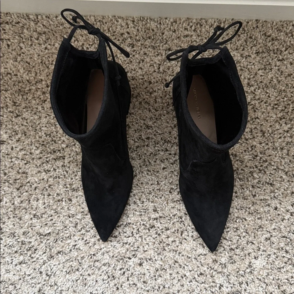 NWT Stuart Weitzman Avenue 85 City Block Booties Suede Size 11.5 Black - Picture 12 of 15
